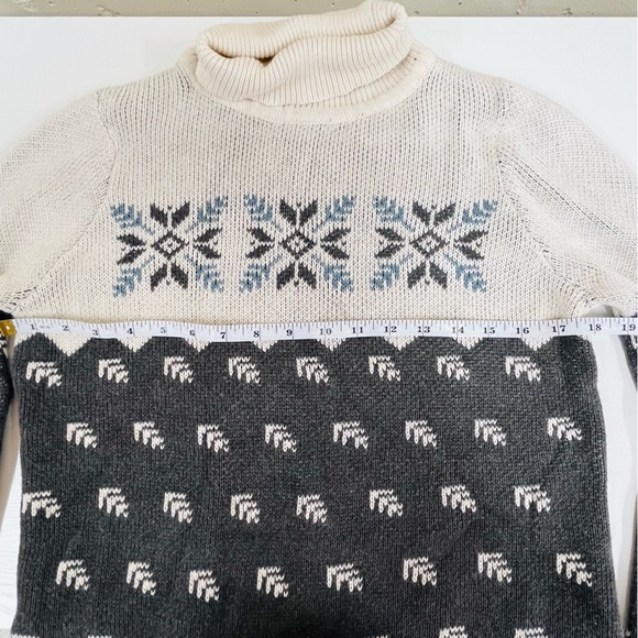 Old Ranch Knit Turtleneck Nordic Winter Fair Isle Sweater Organic Cotton Size S - Picture 8 of 12